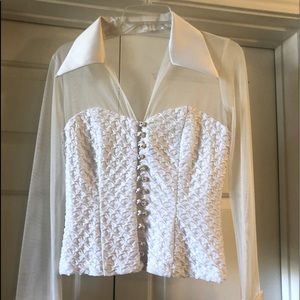 Connected sheer sleeve shirt